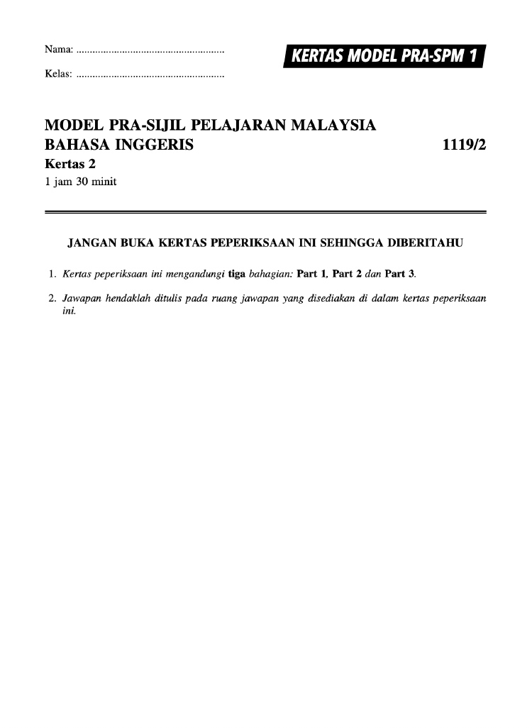 KERTAS MODEL RAHSIA SKOR PRA-SPM TING. 4 & SPM (2025)